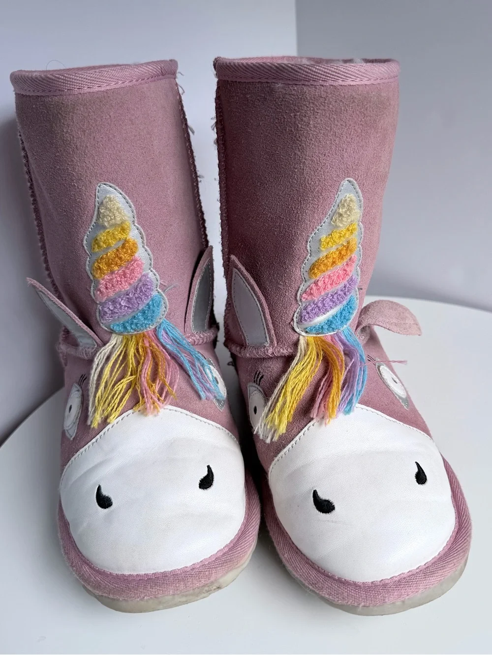 EMU Australia Magical Unicorn Merino Wool Lined Suede Boots Pink Kids K2 used